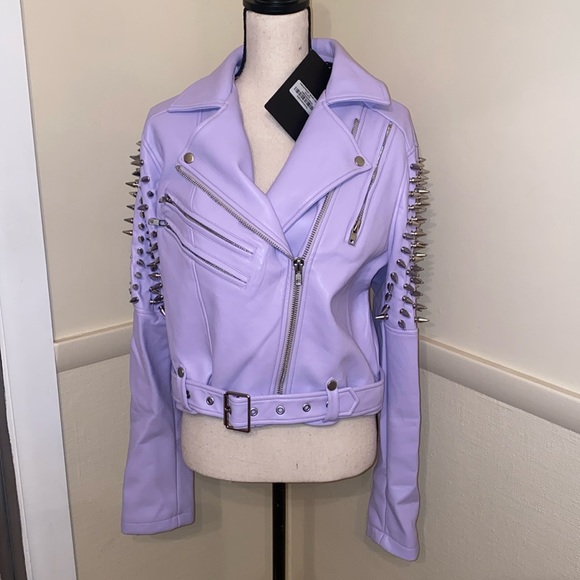 Killstar Jackets & Blazers - NWT Killstar Disharmony spiked leather jacket lilac purple 3XL RUNS SMALL